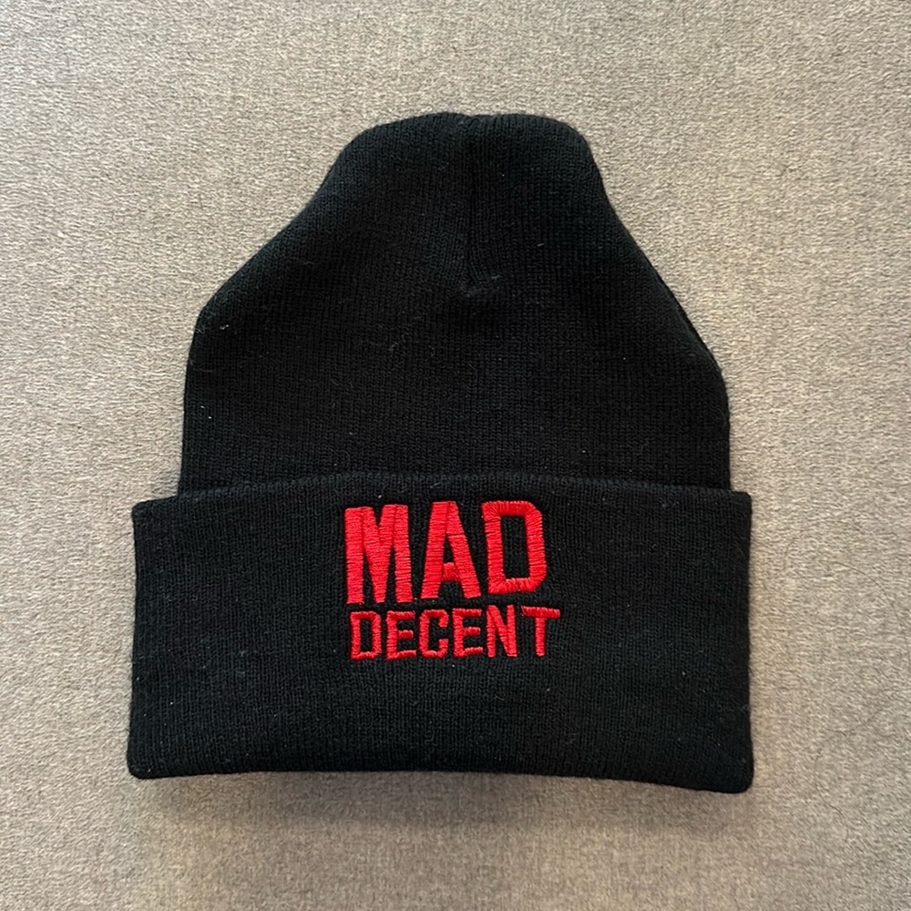MAD DECENT Black Embroidered Beanie Hat